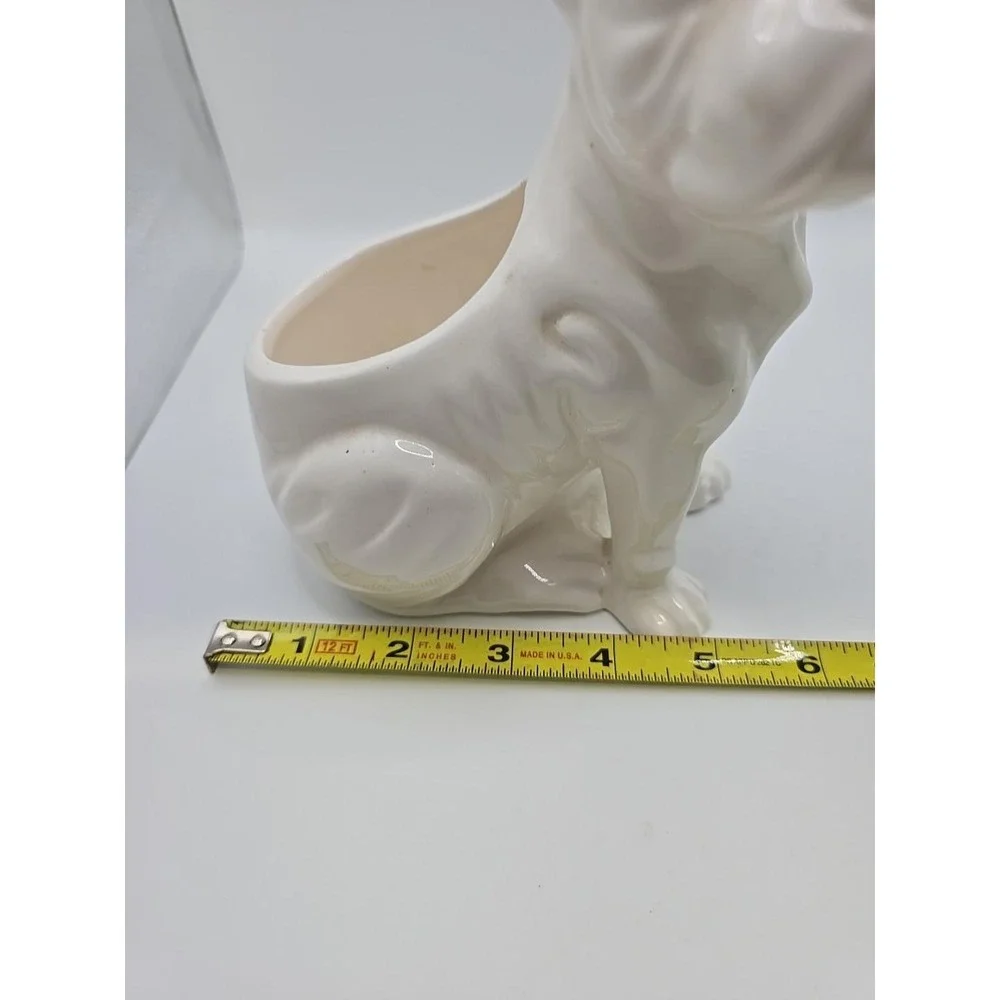 Vintage Mid Century Bulldog Planter 1986 Rare Piercing Eyes White